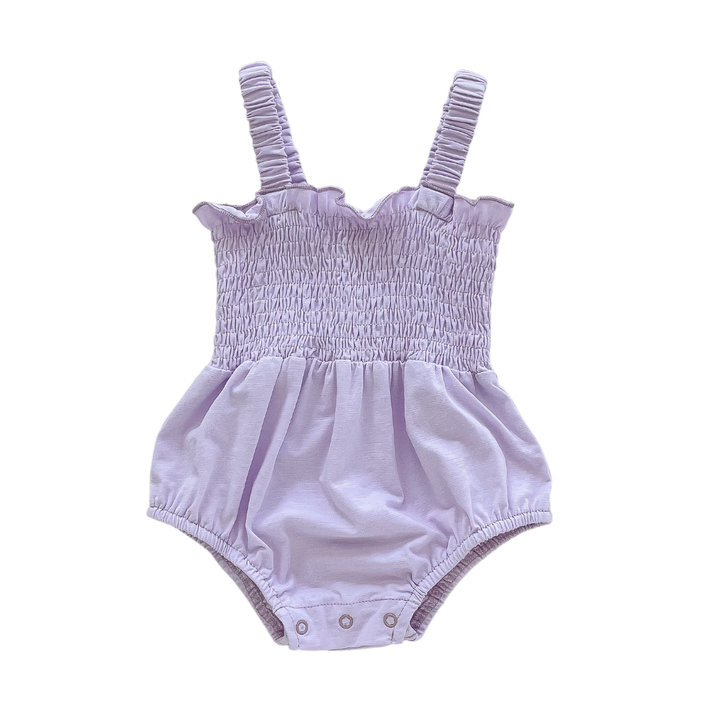 Two Darlings | Lilac Bamboo Shirred Romper