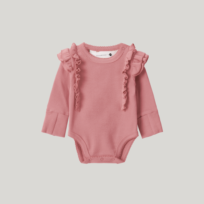 Susukoshi Organic L/S Fluttersuit - Pink Clay