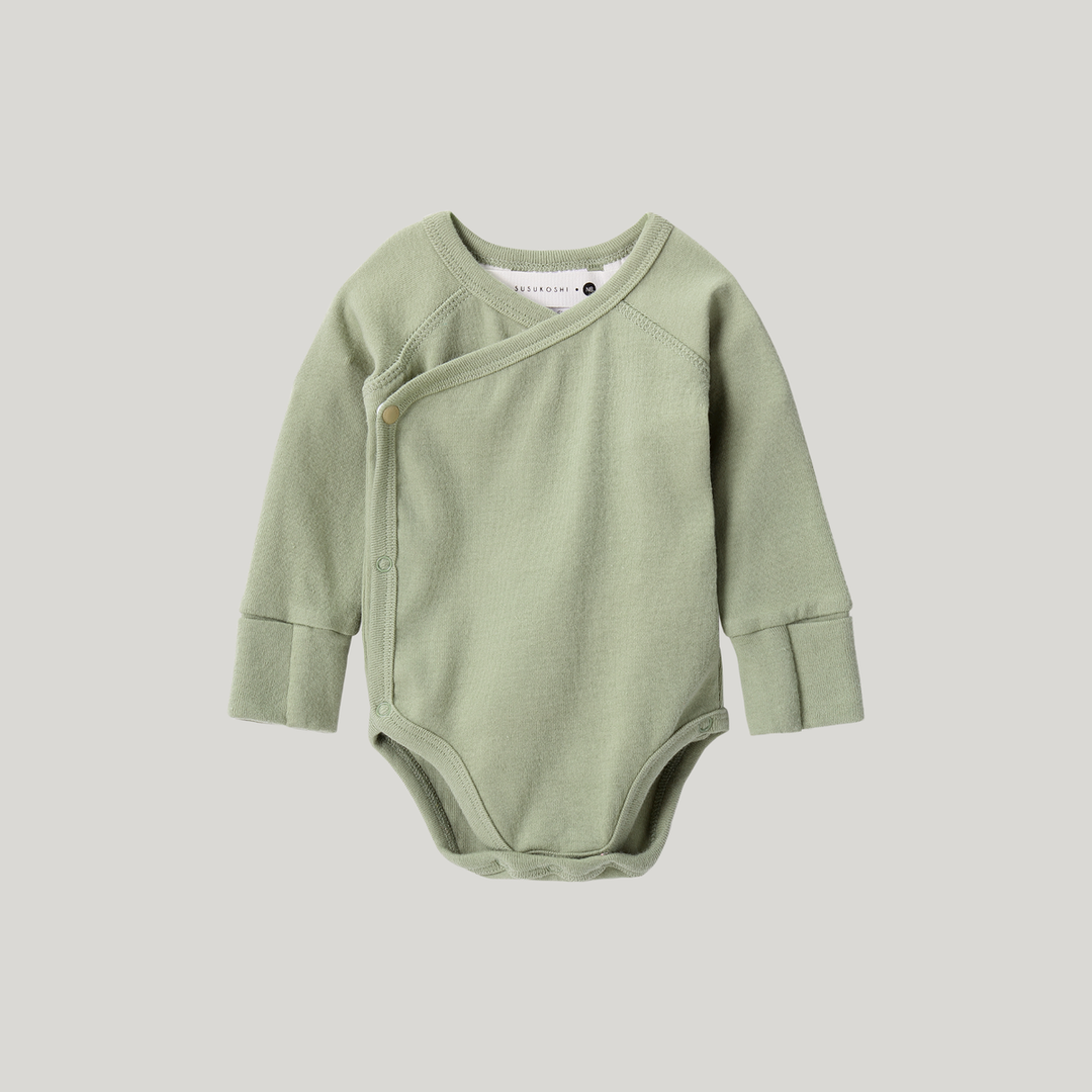 Susukoshi Organic Kimono L/S Bodysuit - Sage