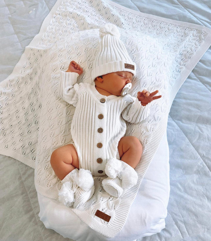 Little B's Nursery | Knit Ribbed Baby Beanie - Milk