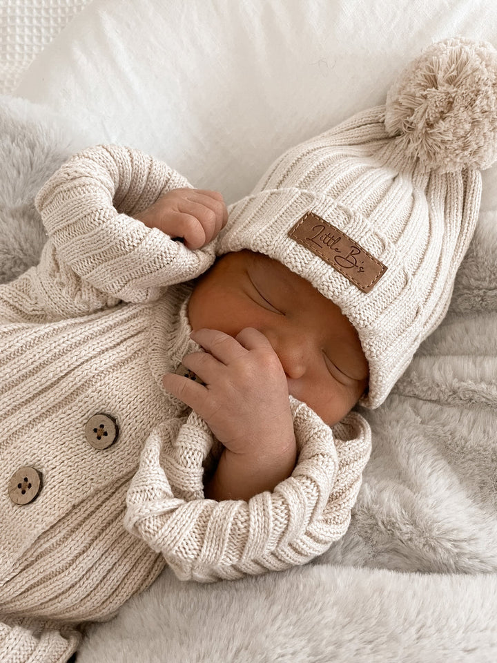 Little B's Nursery | Knit Ribbed Baby Beanie - Honey Milk