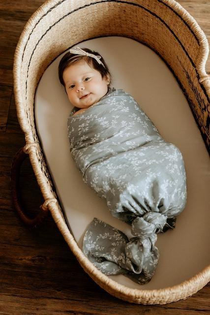 Mini Wander | Muslin Swaddle - Bloom Blue