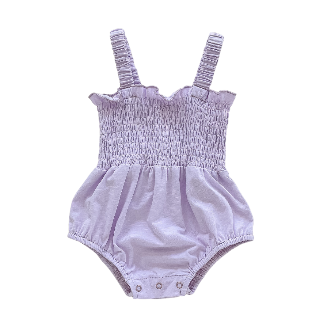 Two Darlings | Lilac Bamboo Shirred Romper