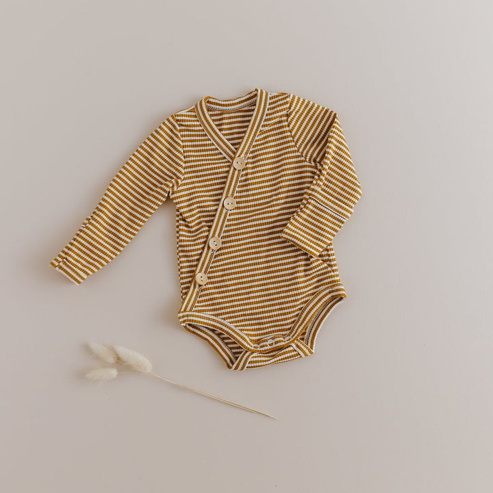Mustard Stripe Bodysuit - Tutu Irresistible Boutique