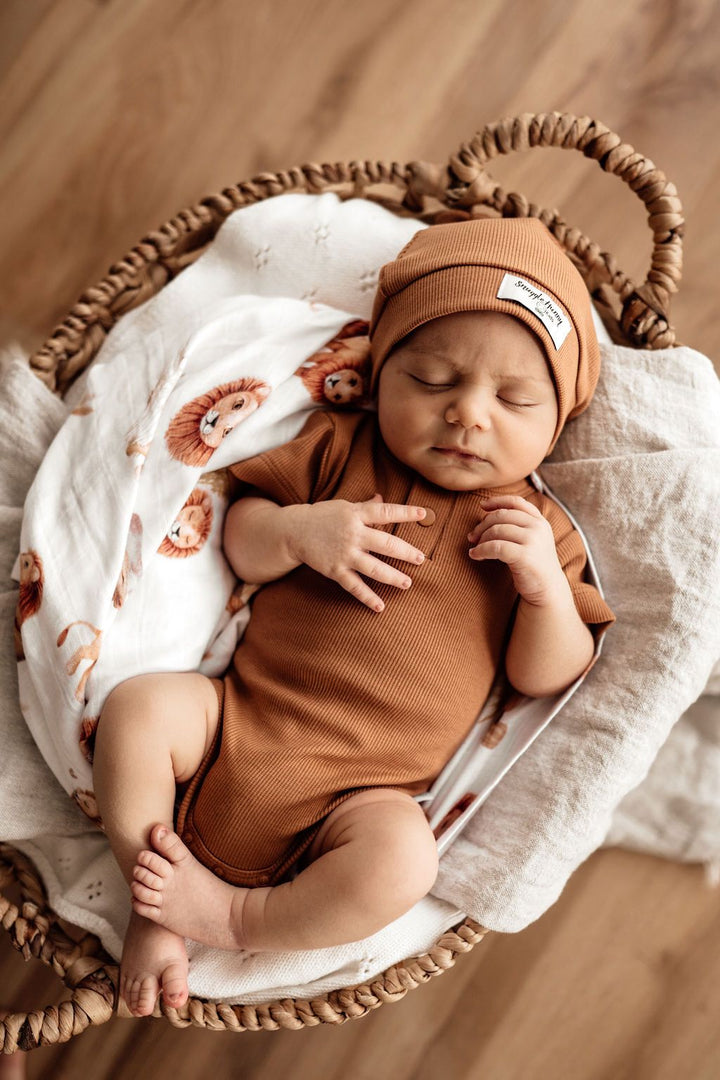 Snuggle Hunny Kids | Chestnut Ribbed Knotted Beanie