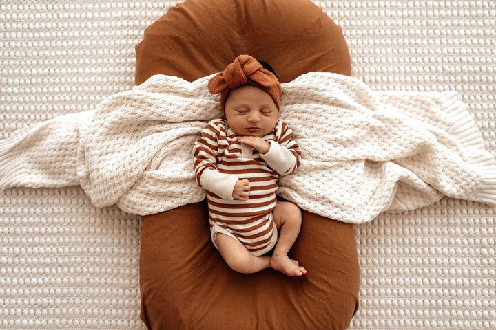 Biscuit Stripe Organic Long Sleeve Bodysuit