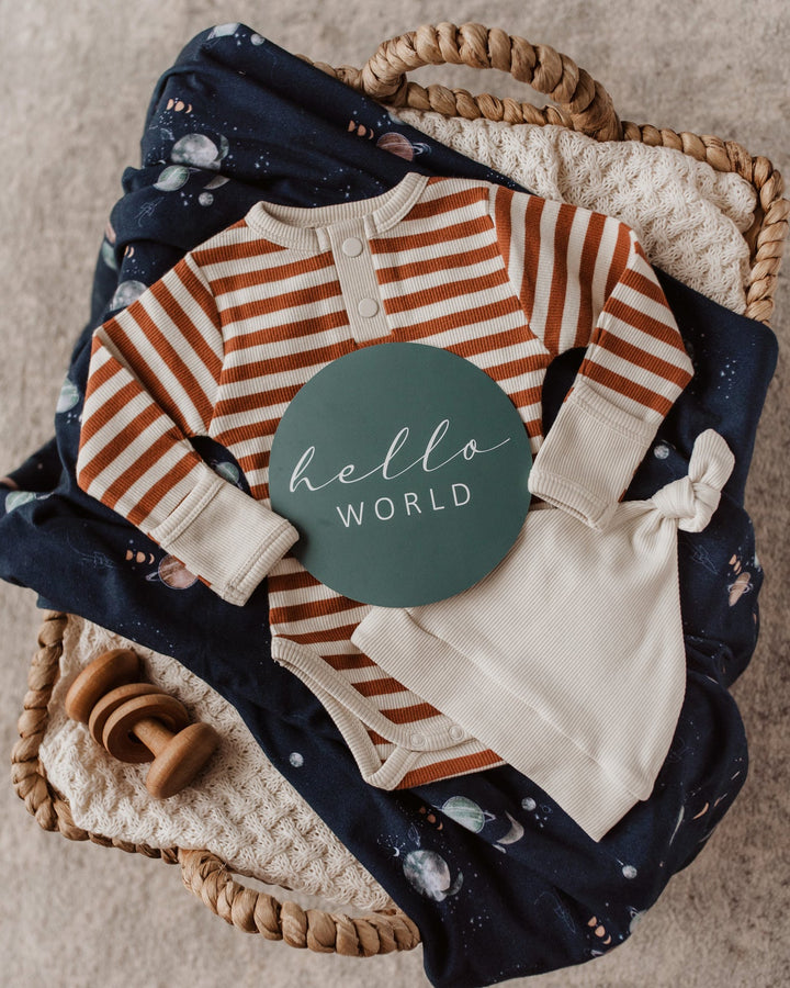Biscuit Stripe Organic Long Sleeve Bodysuit