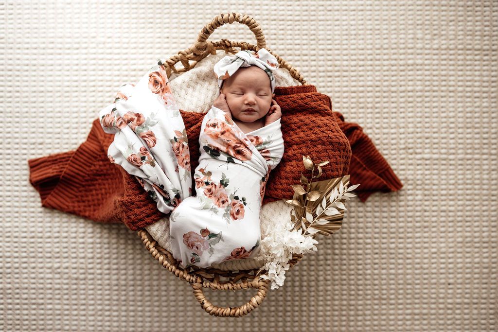 Snuggle Hunny Kids | Baby Jersey Wrap + Topknot Set - Rosebud