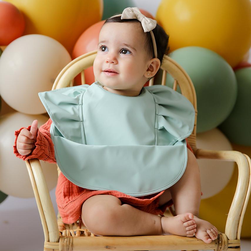 Baby Snuggle Waterproof Bib - Sage Frill
