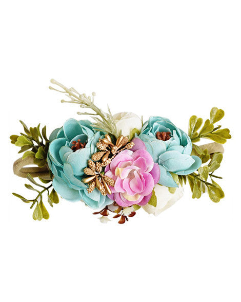 Luxe Floral Headband - Mint and Ivory - Tutu Irresistible Boutique
