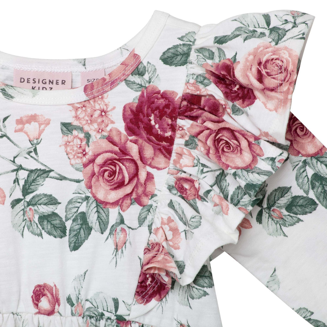 Audrey Floral L/S Hazel Dress - Tea Rose