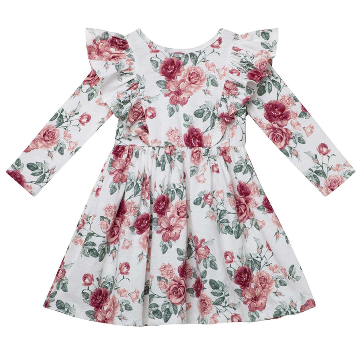 Audrey Floral L/S Hazel Dress - Tea Rose