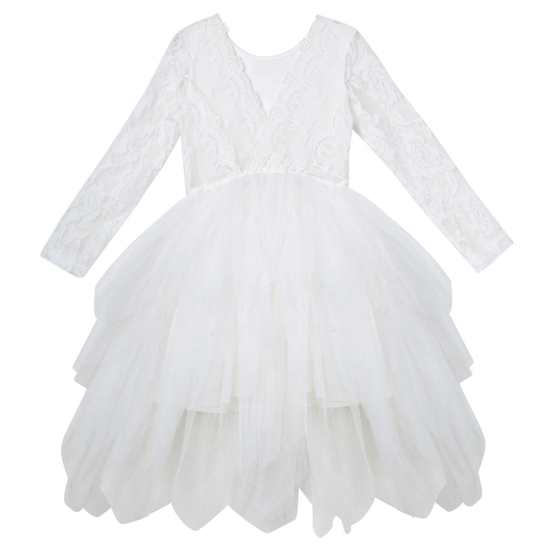 Sophie L/S Lace Bodice Tutu Dress- Ivory