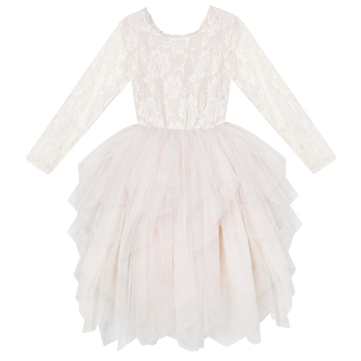 Ella Lace Tutu Dress L/S - Beige - Tutu Irresistible Boutique