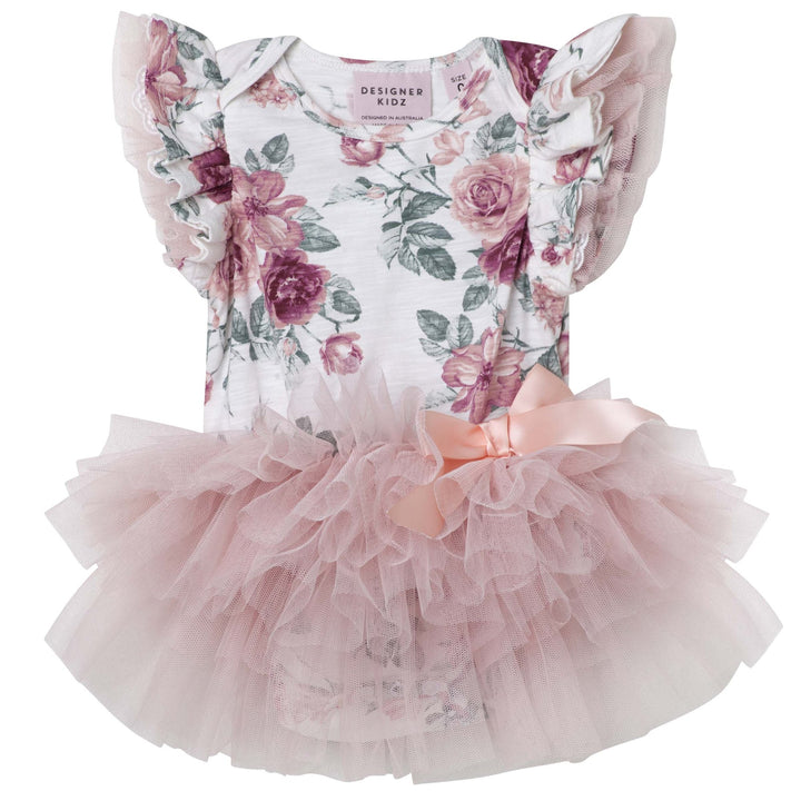 Audrey Floral S/S Romper - Tea Rose