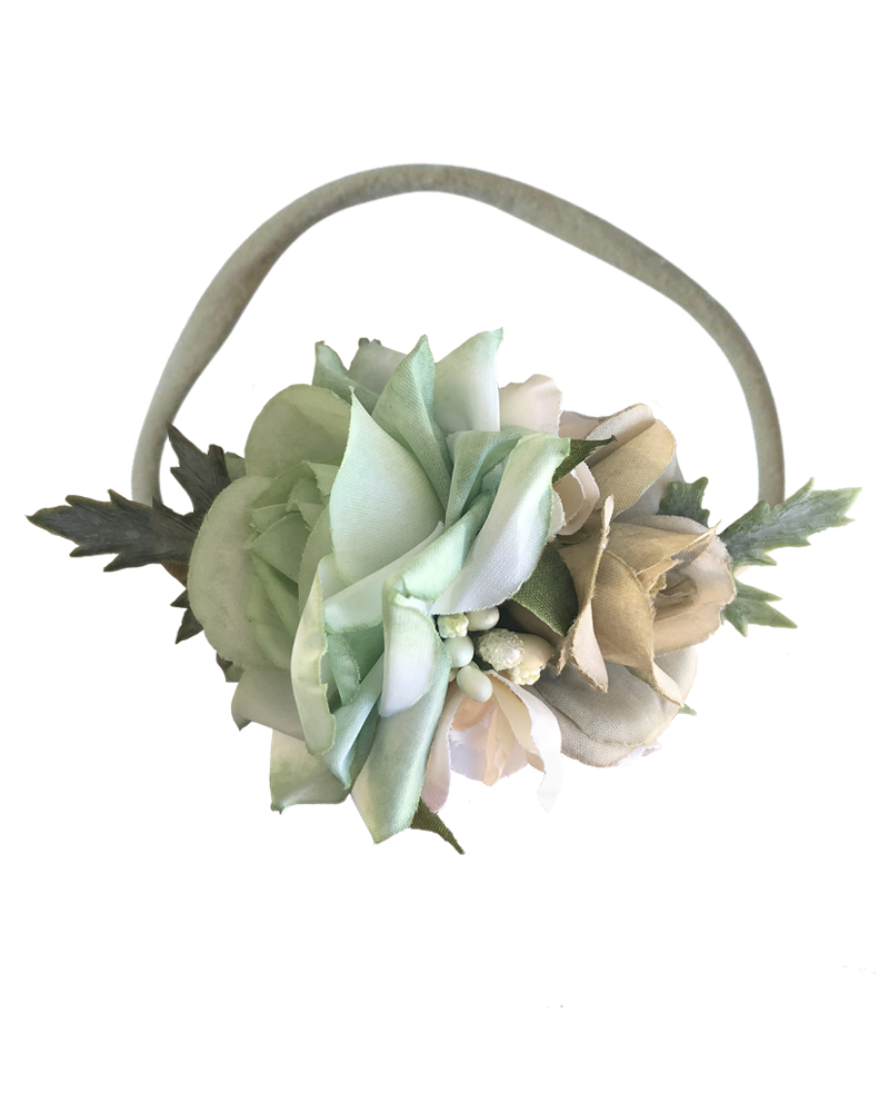 Luxe Floral Headband - Mist + Champagne - Tutu Irresistible Boutique