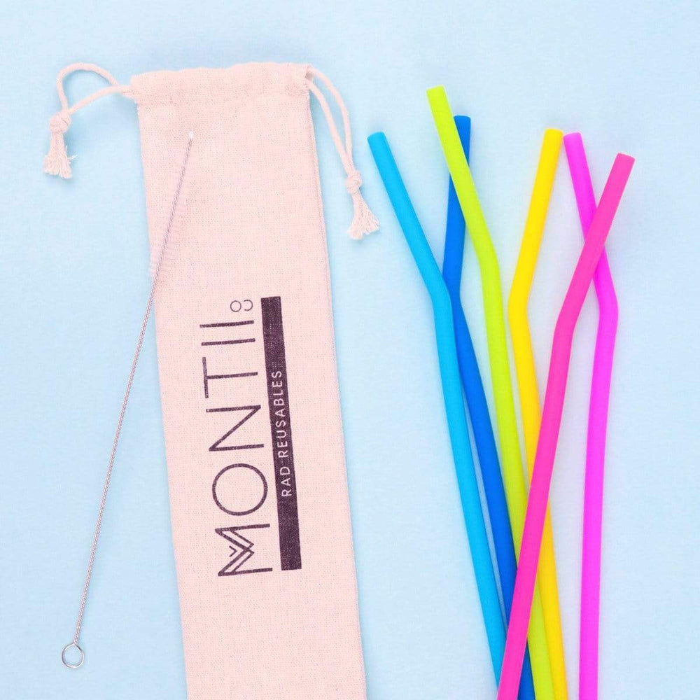 MontiiCo Silicone Straw Set - Rainbow - Tutu Irresistible Boutique