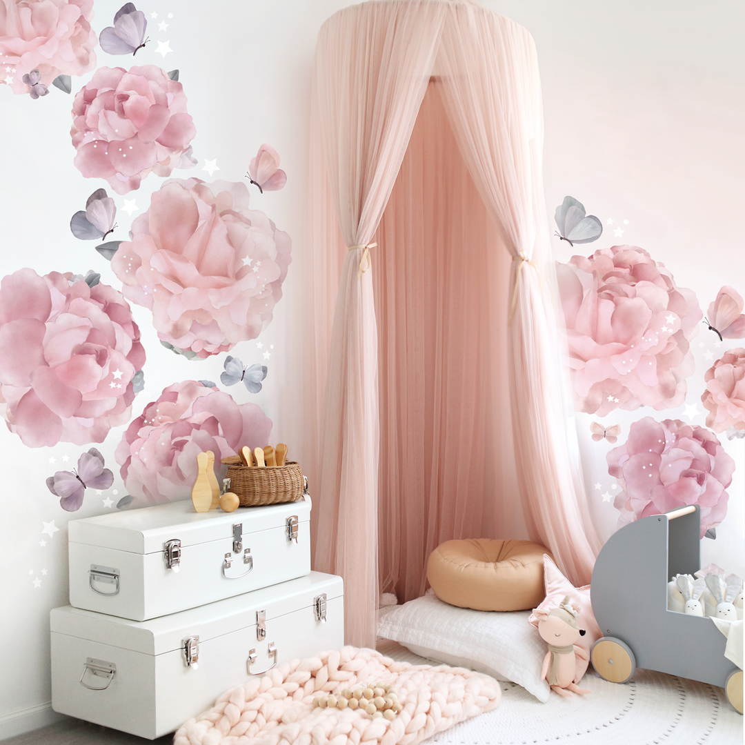 Peonies & Butterflies Wall Decals - Tutu Irresistible Boutique