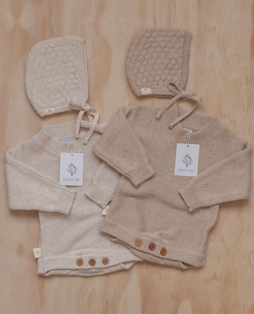 Ziggy Lou Heirloom Romper | Oatmeal Fleck