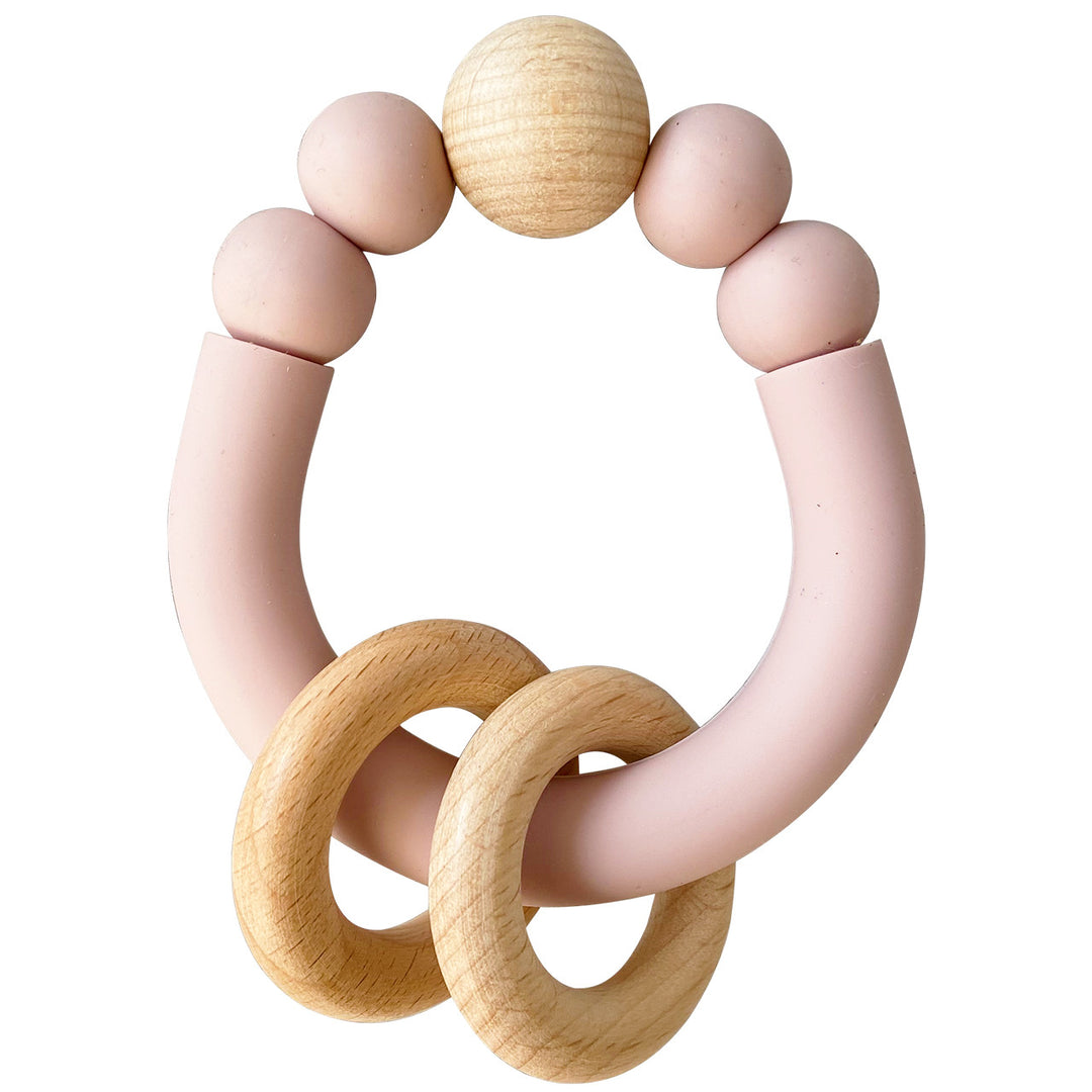 Alimrose | Double Silicone Baby Teether Ring - Petal/White