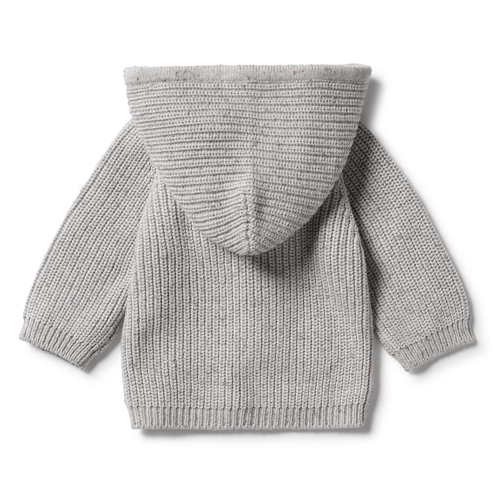 Wilson & Frenchy | Knitted Baby Jumper with Hood - Glacier Grey Fleck