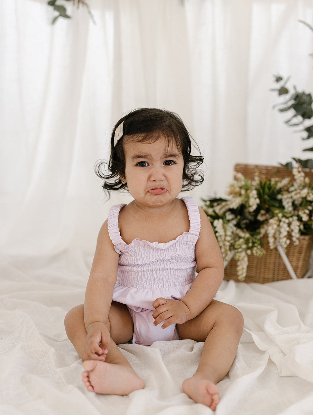 Two Darlings | Lilac Bamboo Shirred Romper