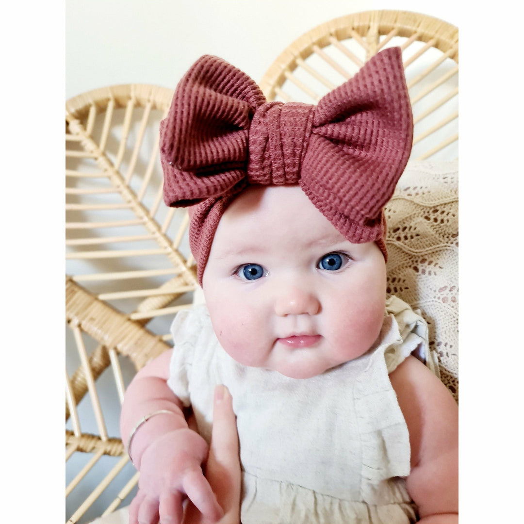 Girls Oversized Waffle Topknot Headband - Maroon