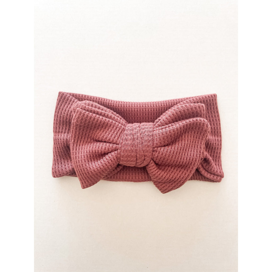 Girls Oversized Waffle Topknot Headband - Maroon