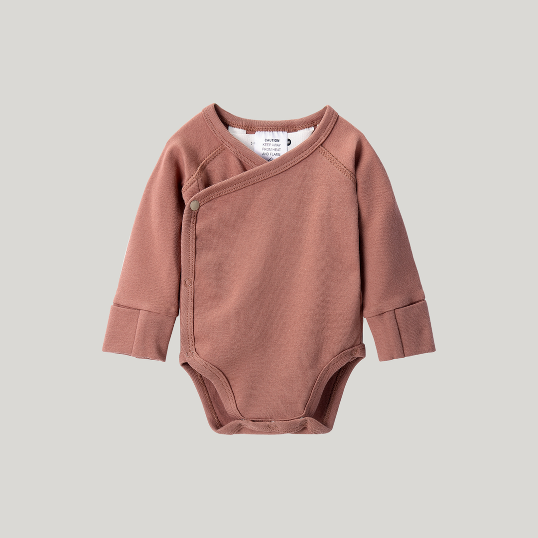 Susukoshi Organic Kimono L/S Bodysuit - Terracotta